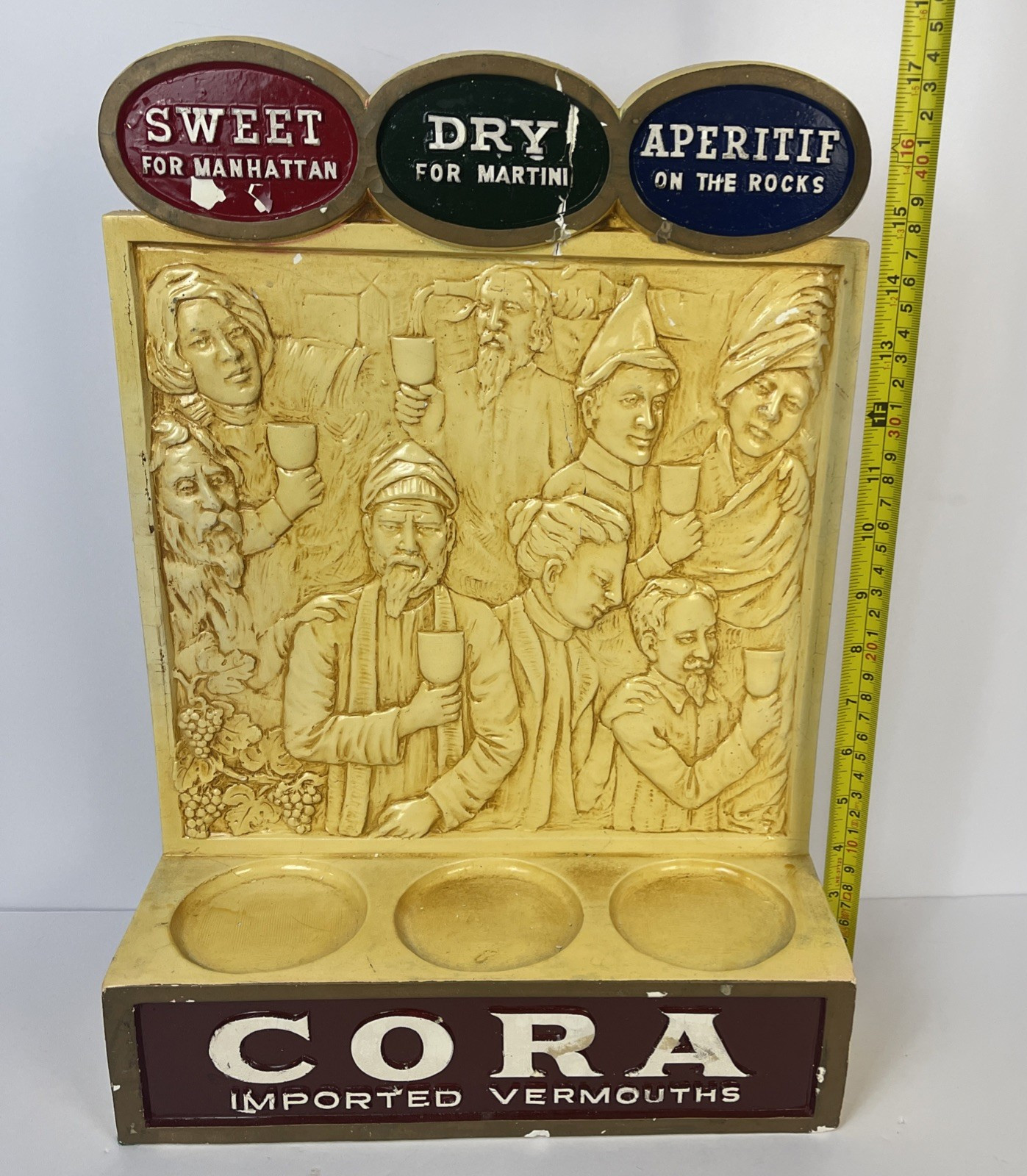 Cora Imported Vermouth Advertising Bar Sign By Mattei Co KY USA Rare Please Read