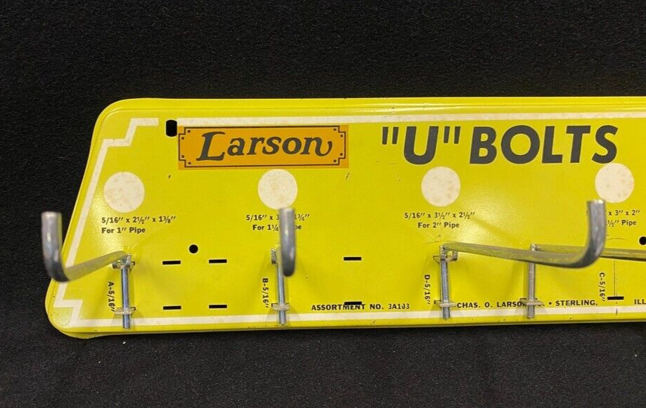Vintage Larson U Bolts Hardware Store Display Advertising Sign