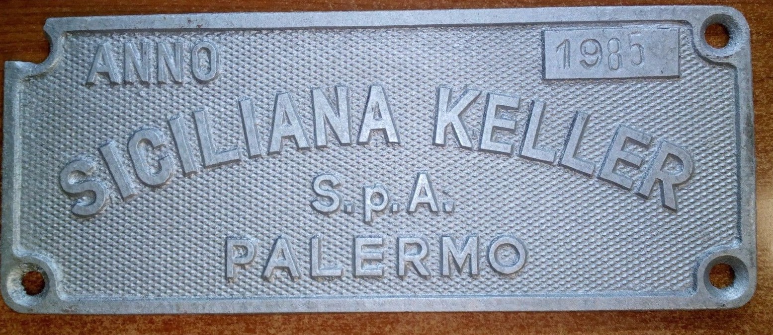 PALERMO SICILIANA KELLER S.P.A. ALUMINUM PLATE X FREIGHT WAGONS F.S. YEAR 1985 N.21