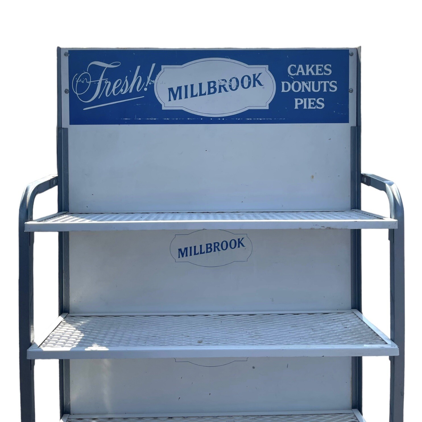 Vintage 50s MILLBROOK NY Folding Metal Store Display Bakery Rack Retro Shelving