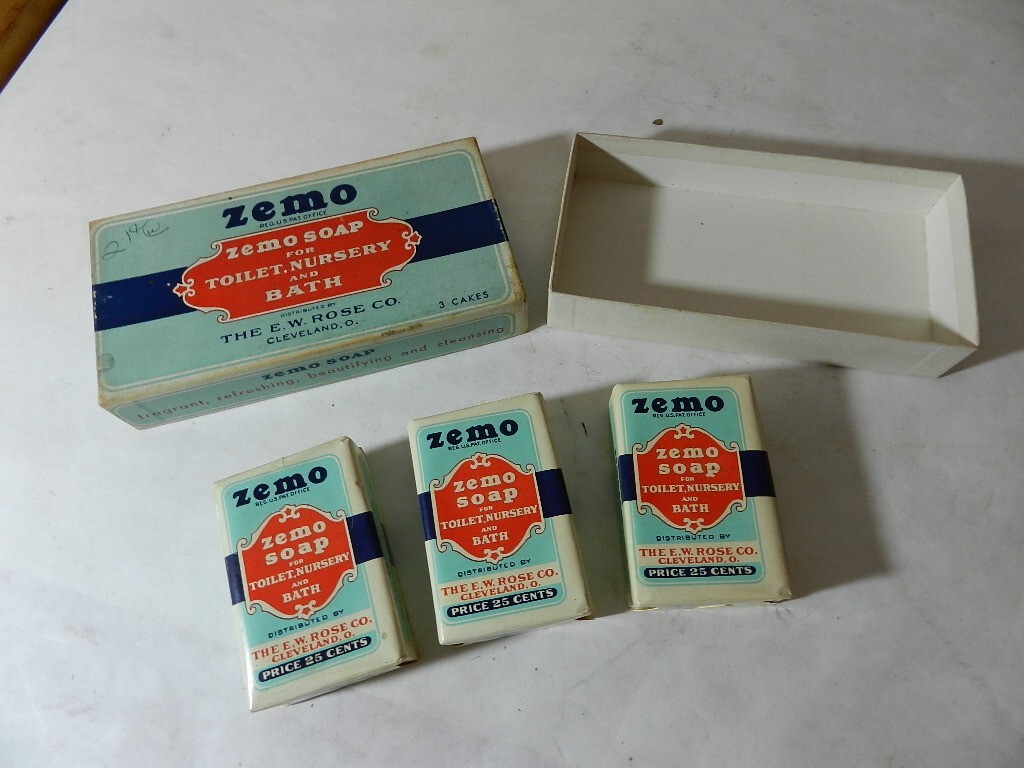 ANTIQUE 1920’S ZEMO SOAP BARS- NOS- E.W. ROSE CO.-CLEVELAND, OHIO-VINTAGE BEAUTY