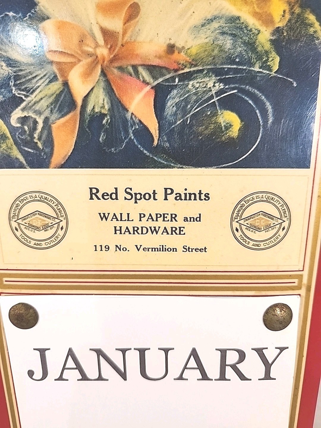 vintage 1940 Shapleigh Diamond Edge advertising store display Calendar Nice