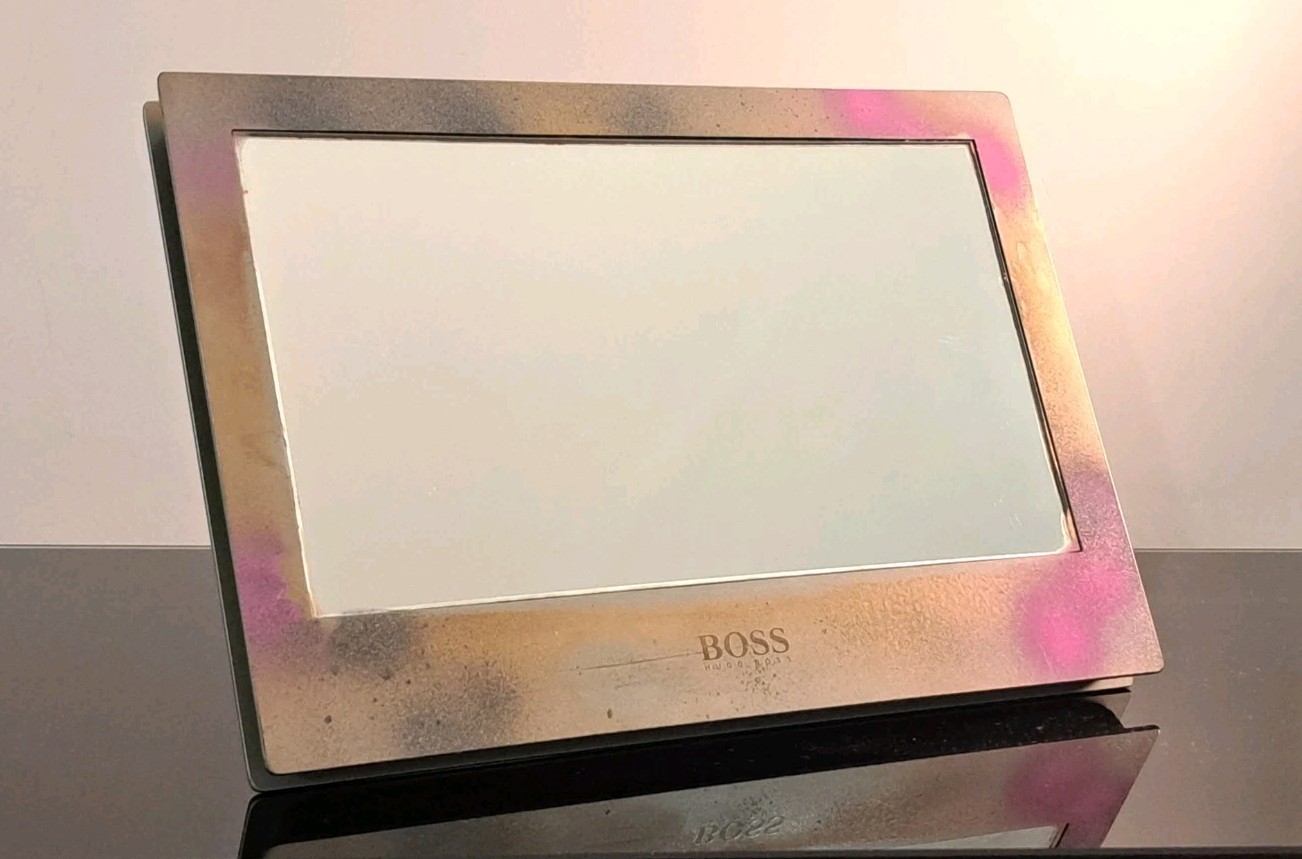 SHOP ADVERTISING DISPLAY MIRROR-HUGO BOSS-FASHION DESIGN-VINTAGE