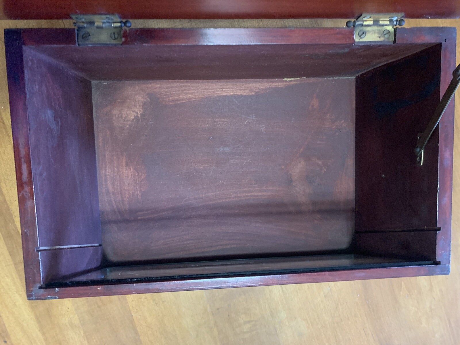 Antique Boston Garter Store Display Cabinet Advertising Case Mahogany 14x11x8”