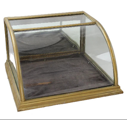 Antique Large Curved Glass Countertop Display Case