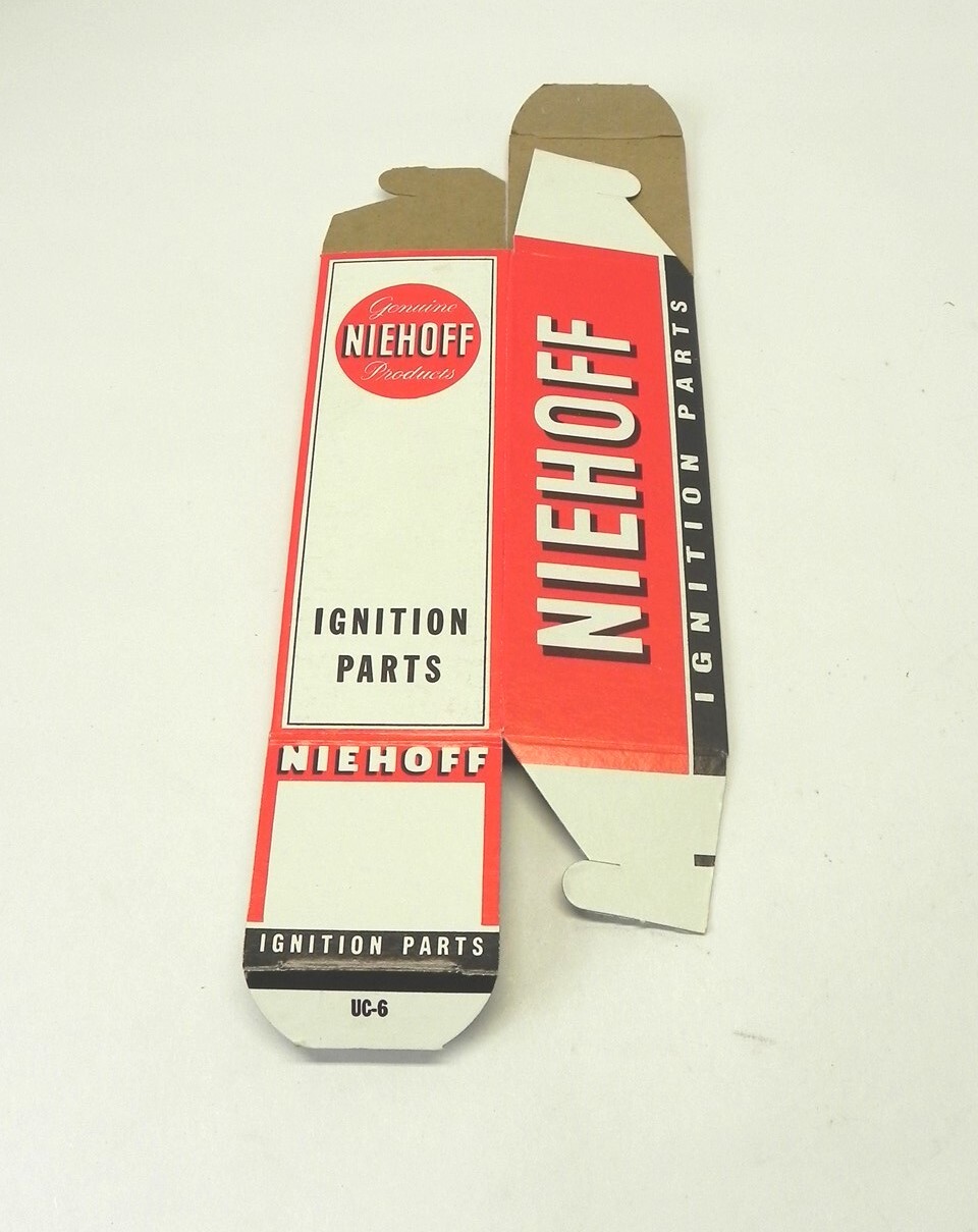 VINTAGE NIEHOFF IGNITION PARTS DISPLAY BOX *BOX ONLY* #UC-6 NEW UNUSED