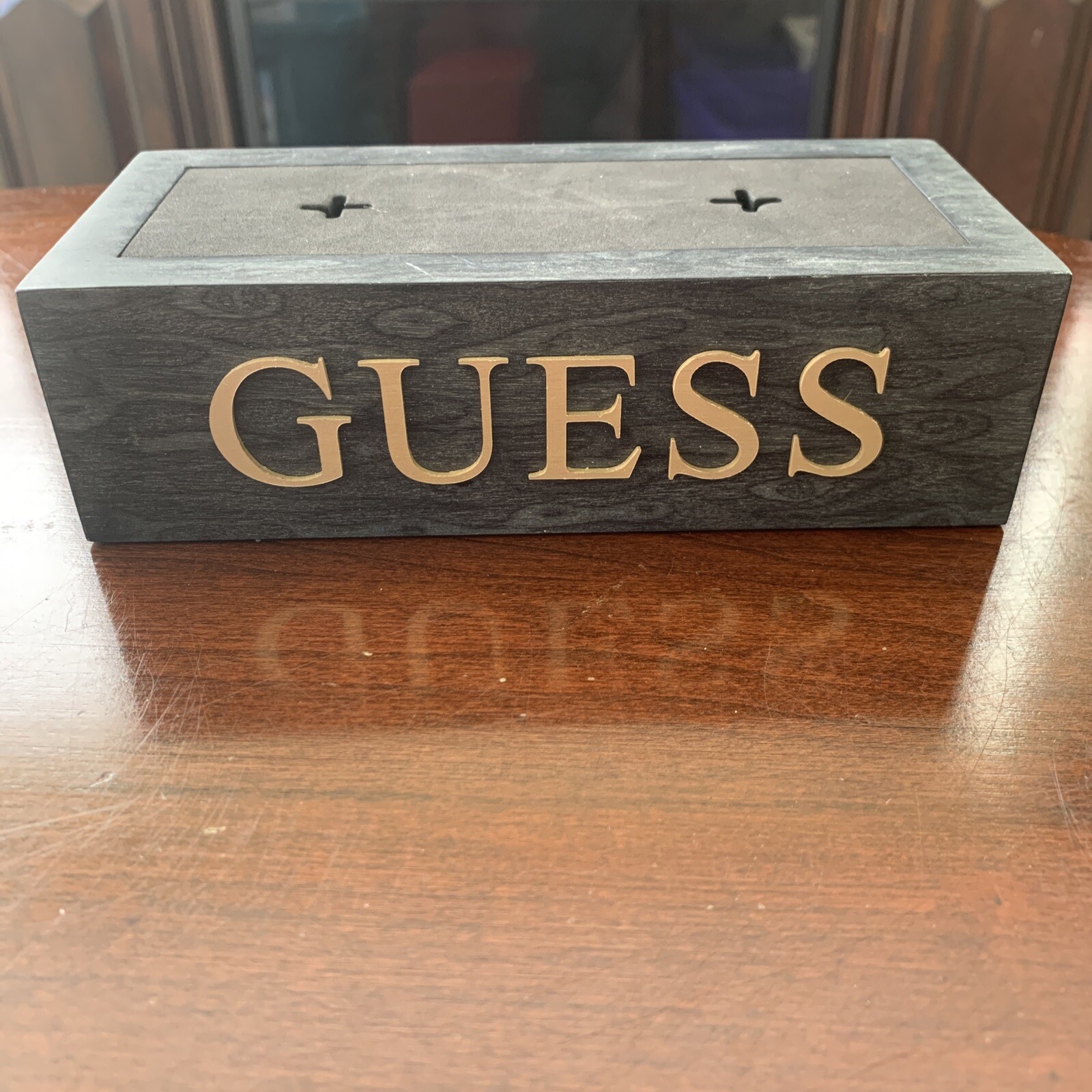 GUESS Display Logo OFFICIAL Wood Grain Style DEALER LOGO PLAQUE 7×3