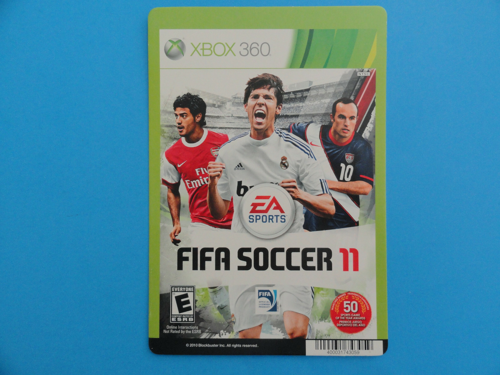 XBOX 360 FIFA SOCCER 11 BLOCKBUSTER VIDEO STORE SHELF BACKER CARD -NO GAME