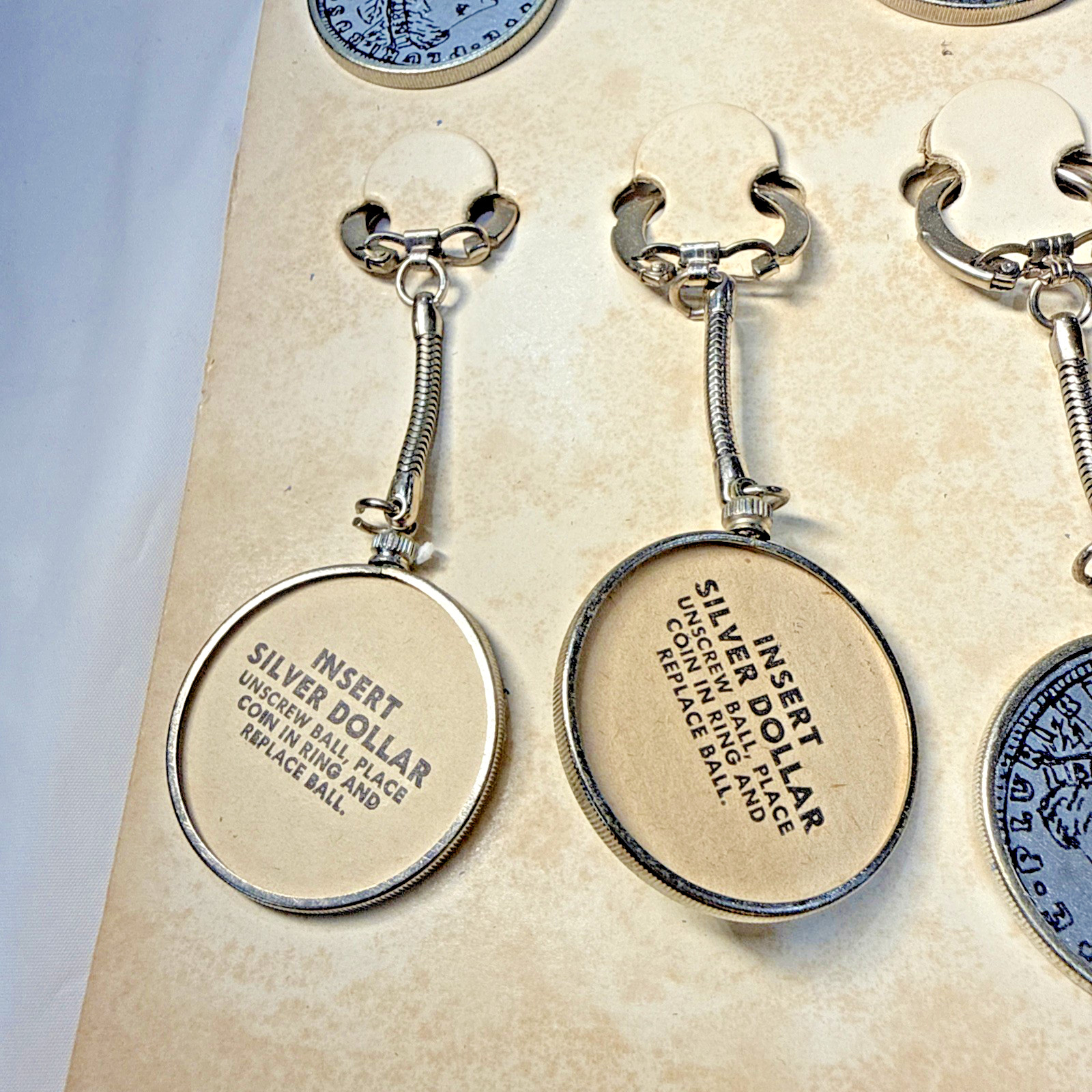 Vtg Novelty Elegant Key Chains of Distinction Style Craft Original Display of 12