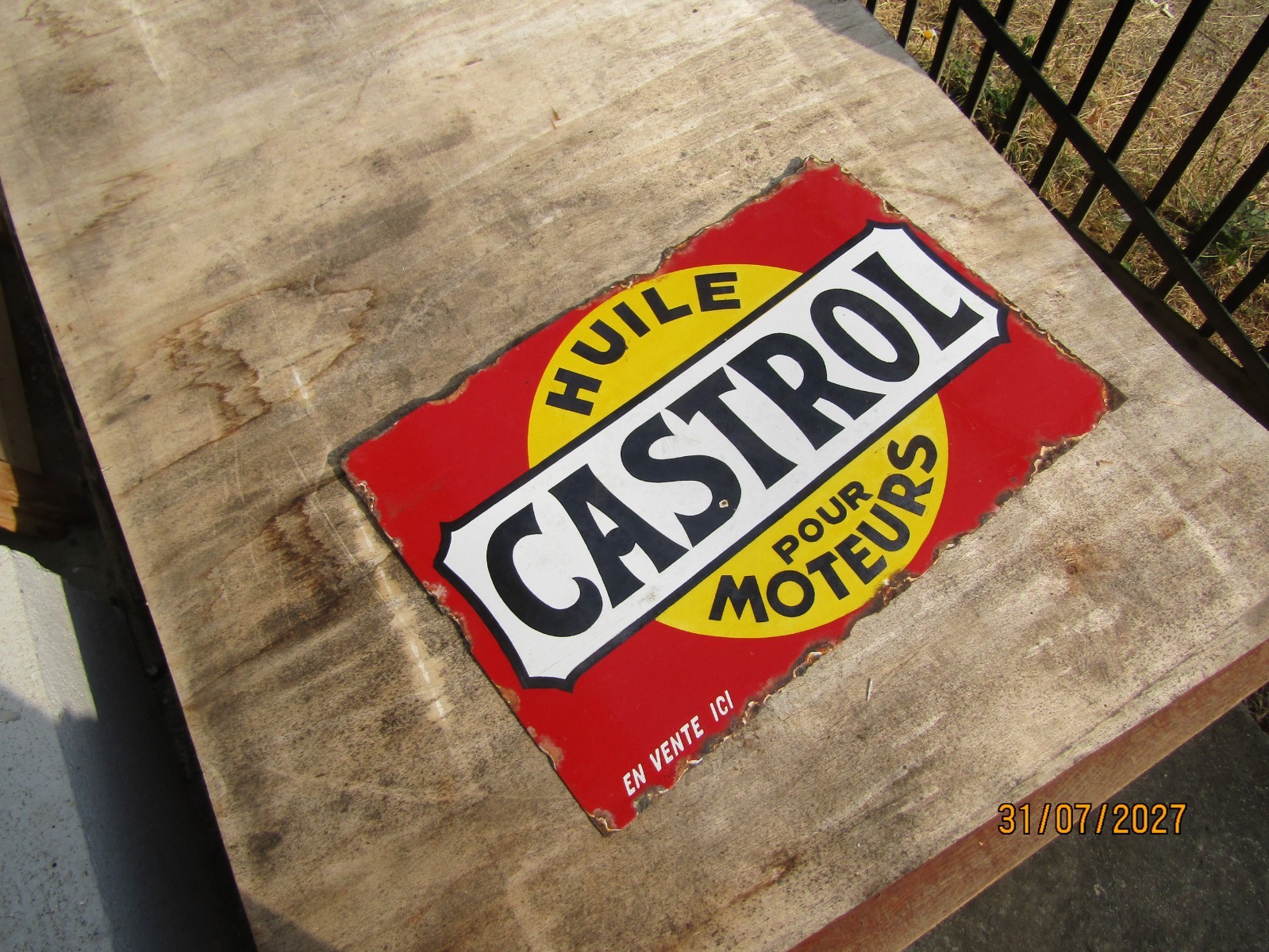 old enamel plate castrol automobile garage oil automobilia