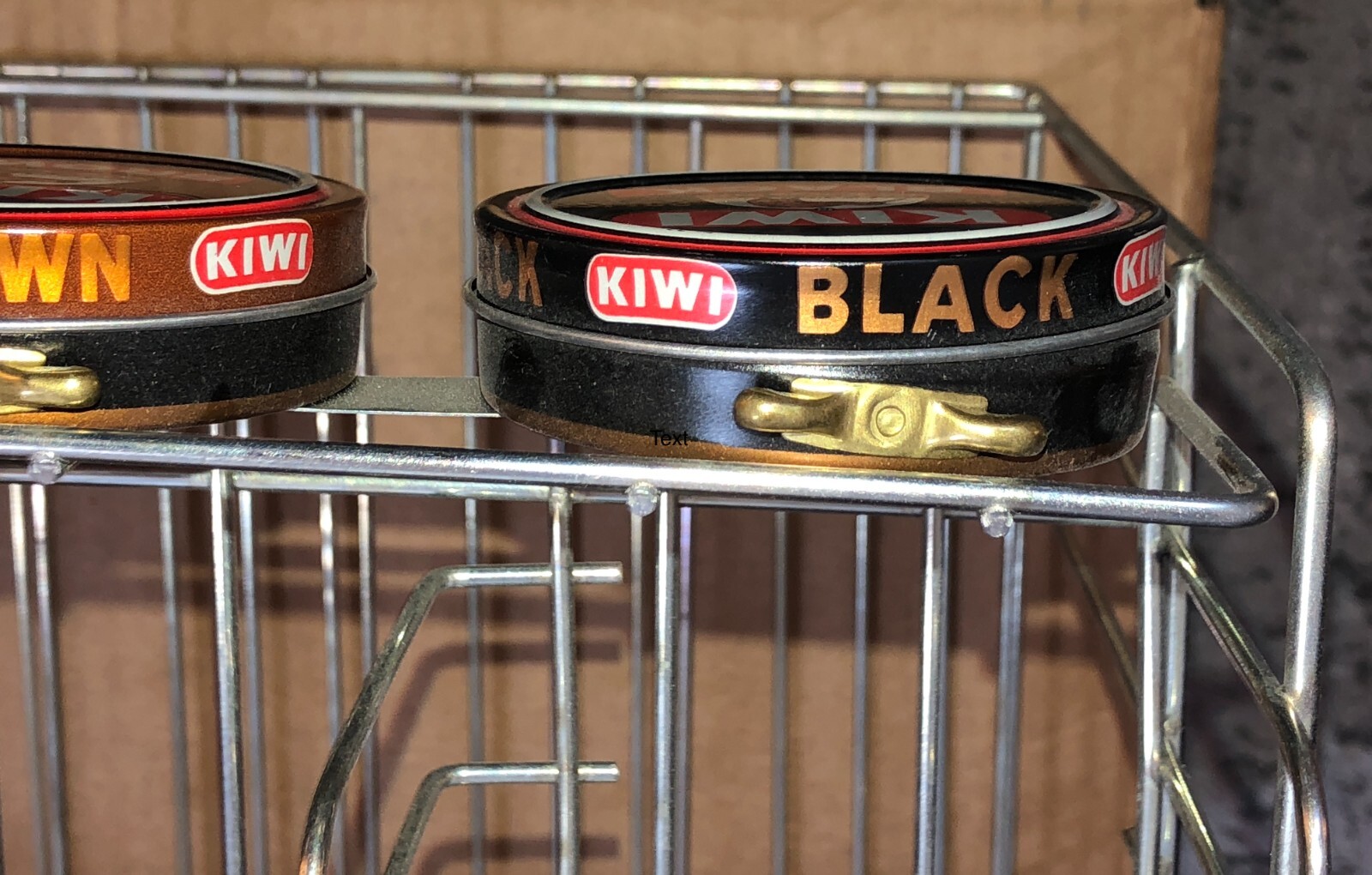 Kiwi Shoe Polish Tins Vintage Metal Store Counter-Top Stand 1940’s w Tin Old