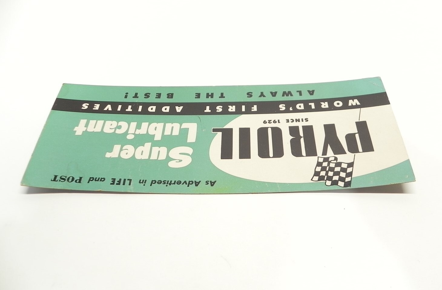 VINTAGE 1940’S 1950’S 1960’S PYROIL SUPER LUBRICANT CARDBAORD SIGN 13″x5″ USED