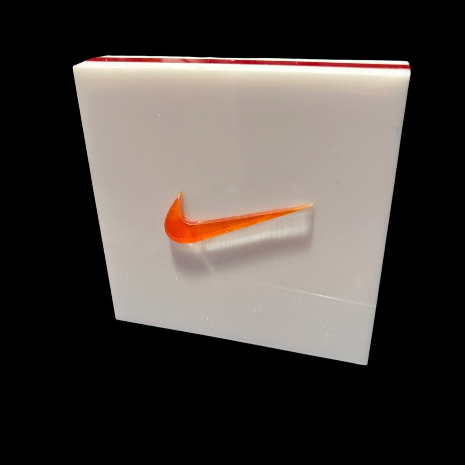 Early 2000 NIKE Swoosh Logo Acrylic Store Vendors Display Sign Block Advertising