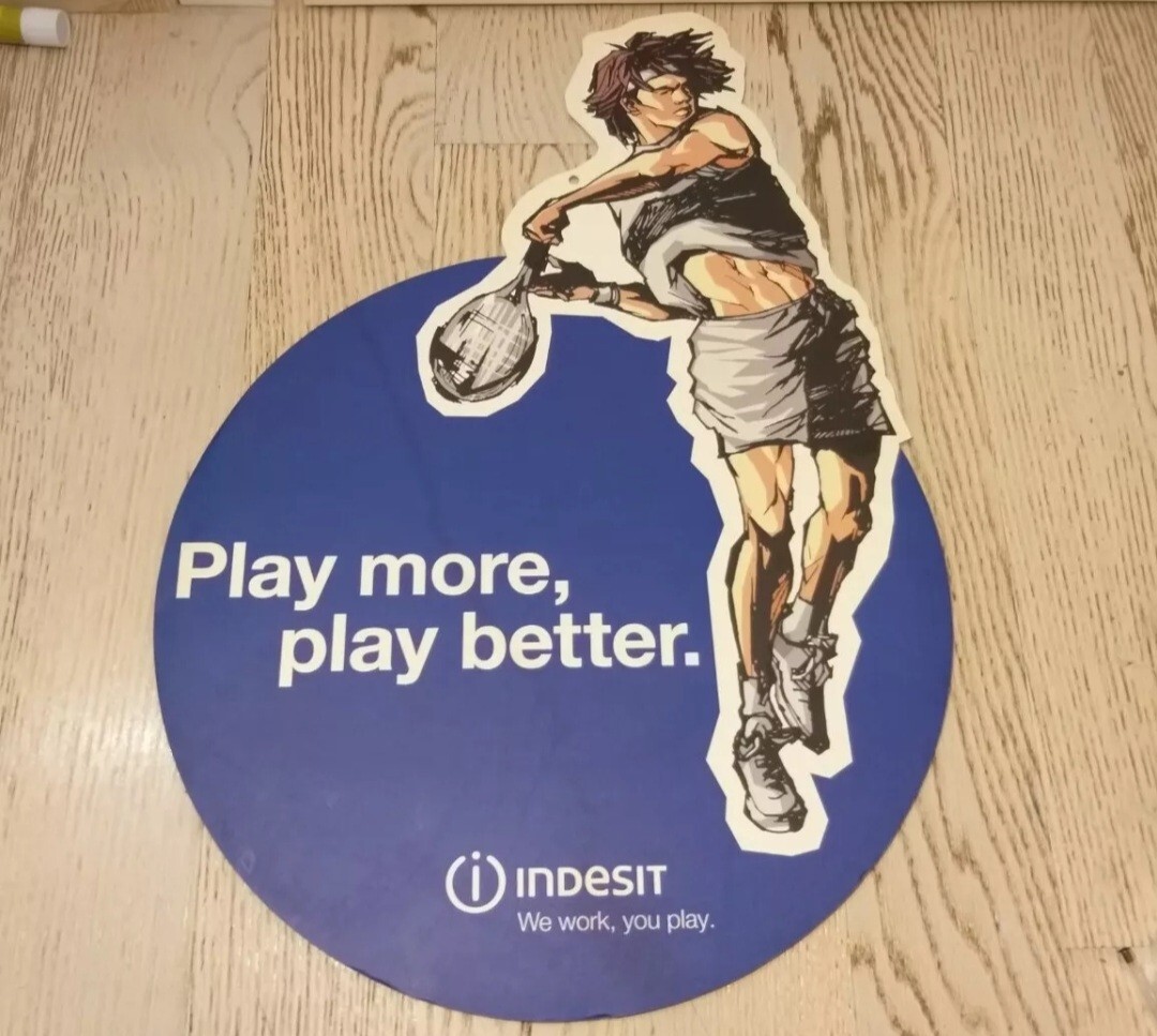 TABLE SIGN ADVERTISING-INDESIT TENNIS SPORT-PICTURES VINTAGE