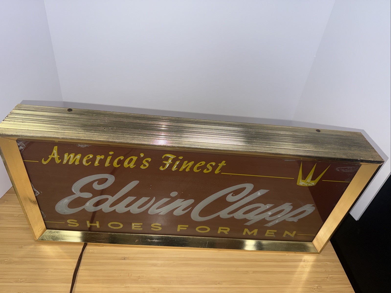 Vtg Edwin Clapp Shoes Lighted Store Sign America’s Finest Par-Neon Advertising