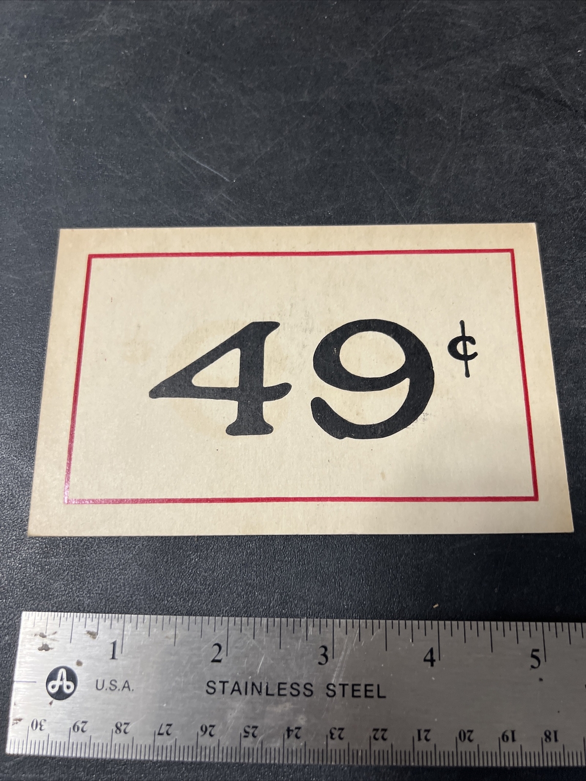 Vtg 2x Sided Used 1930s Country Store Counter / Shelf Price Sign 49c