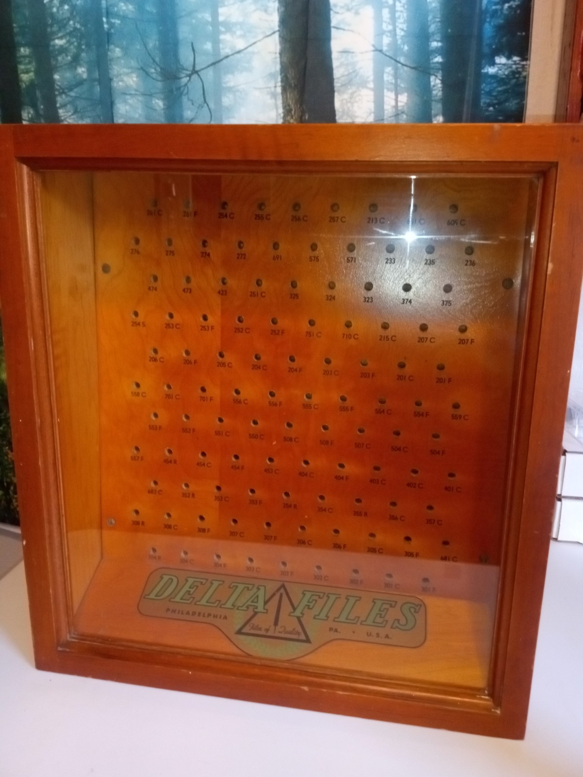 Vintage Early 1900s Hardware Store File Display Case ..Delta Files…..