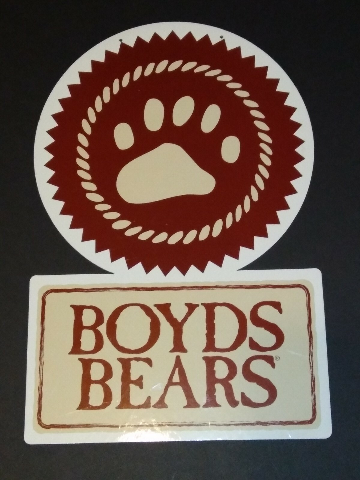 Boyds Bears Collectible Display Sign Advertisment Double Sided Thick Cardboard