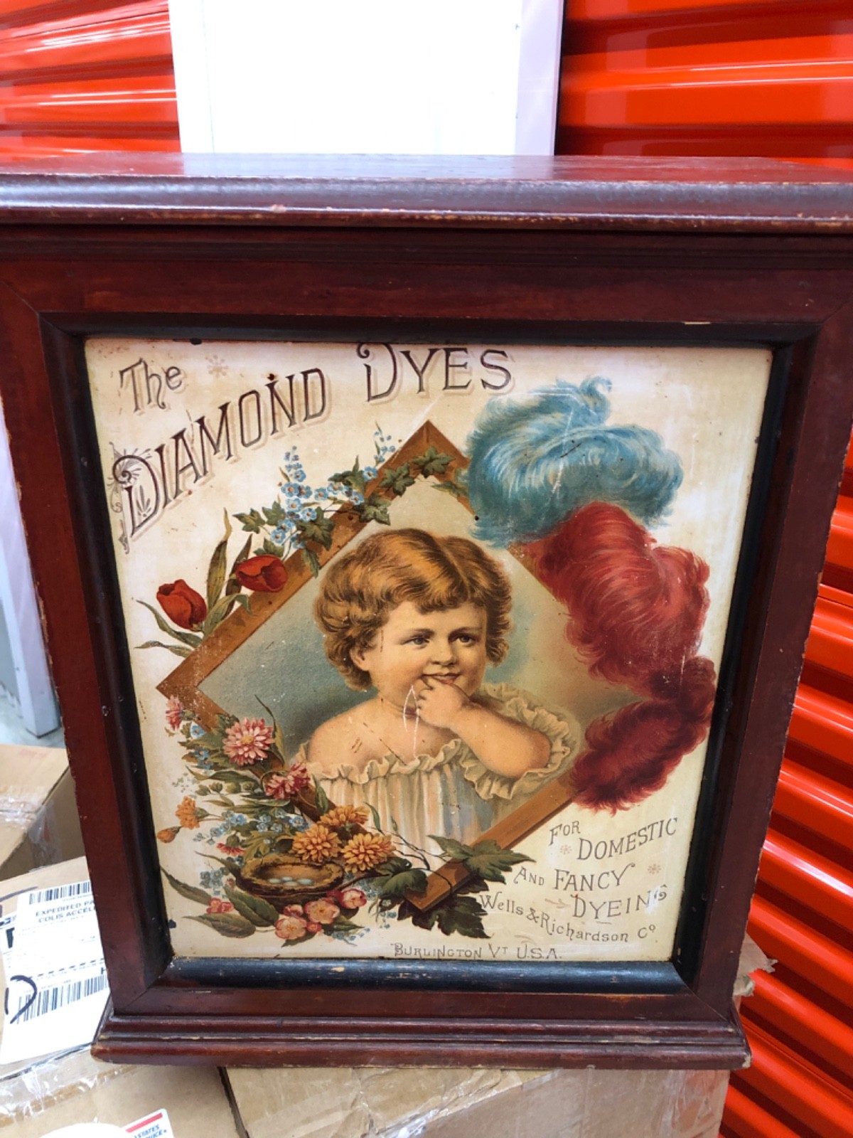 VINTAGE RARE SUPERBc.1890 TIN LITHOGRAPHED “DIAMOND DYES” BABY STORE CABINET