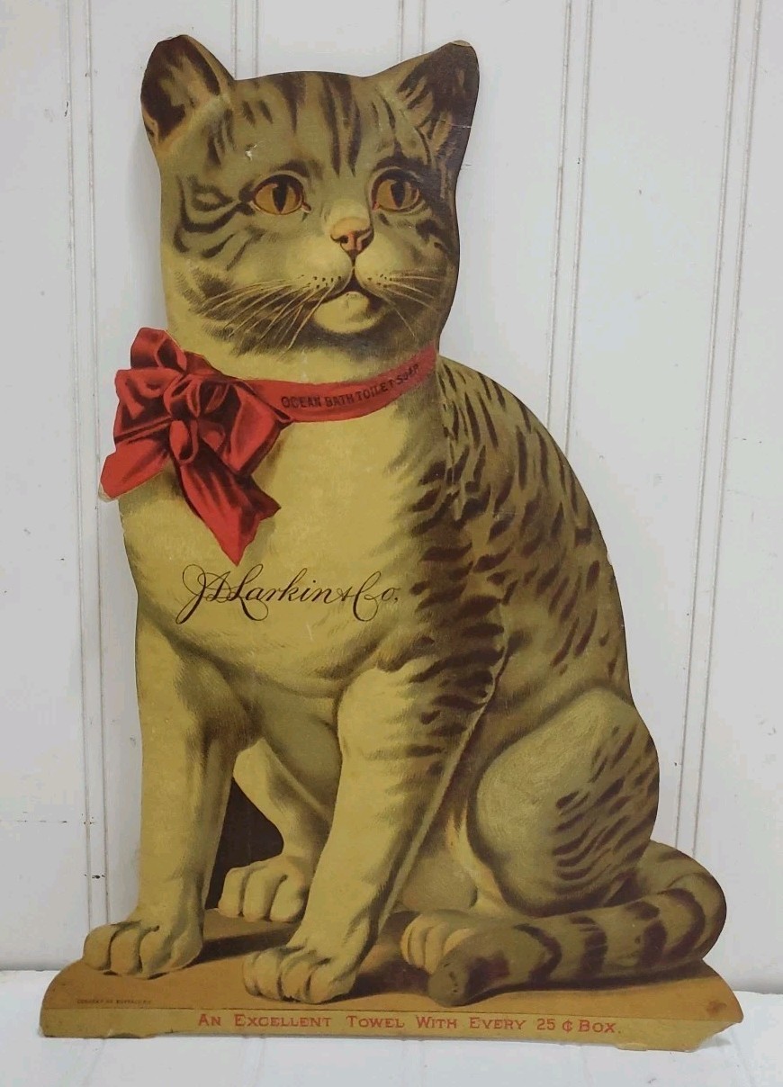 Ocean Bath Toilet Soap Die Cut Cat Store Display Poster J D Larkin Buffalo NY