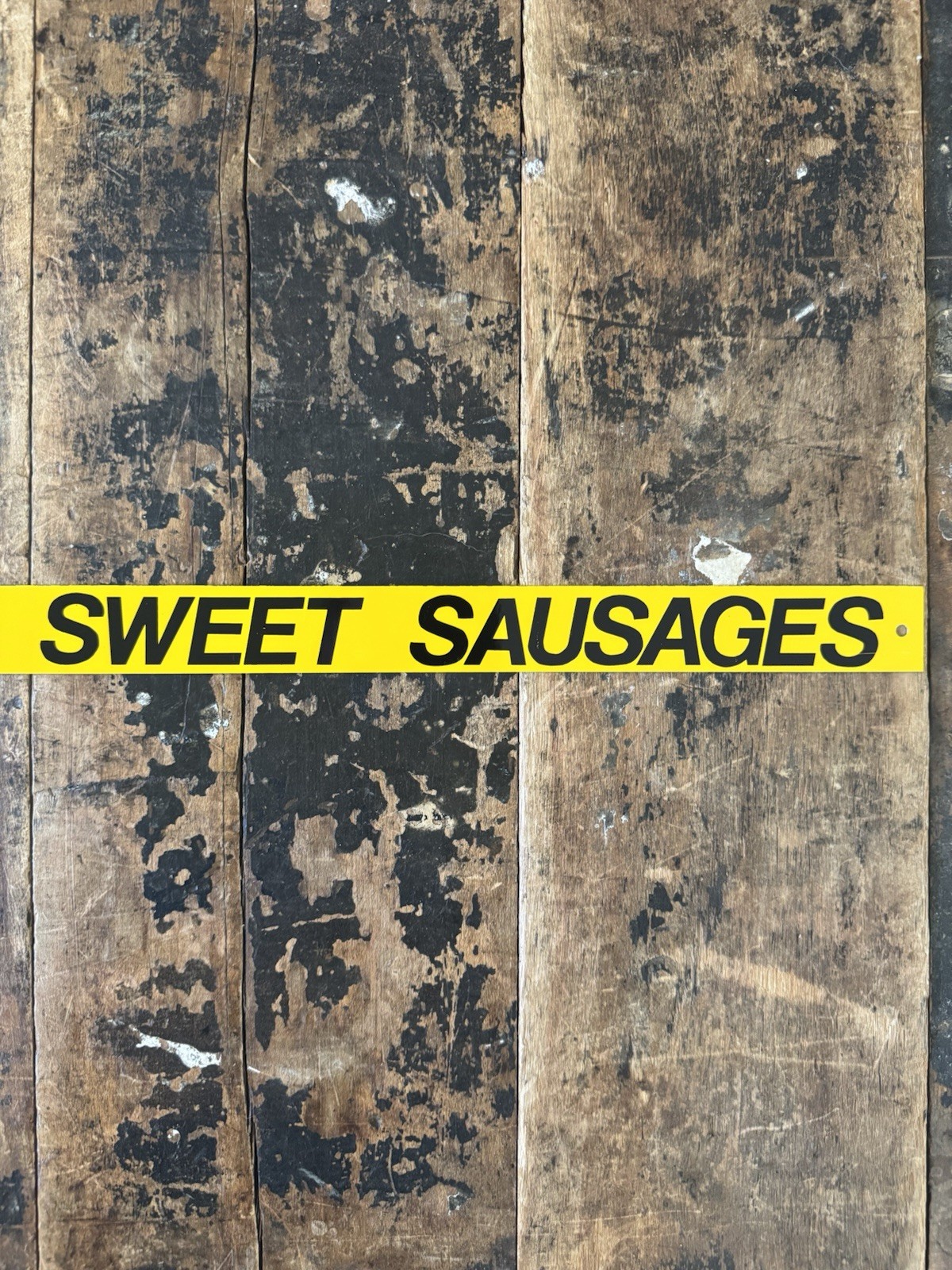 Eat Schiffner’s Sweet Sausages Tin Tacker Advertising Sign Meat Butcher Grocery