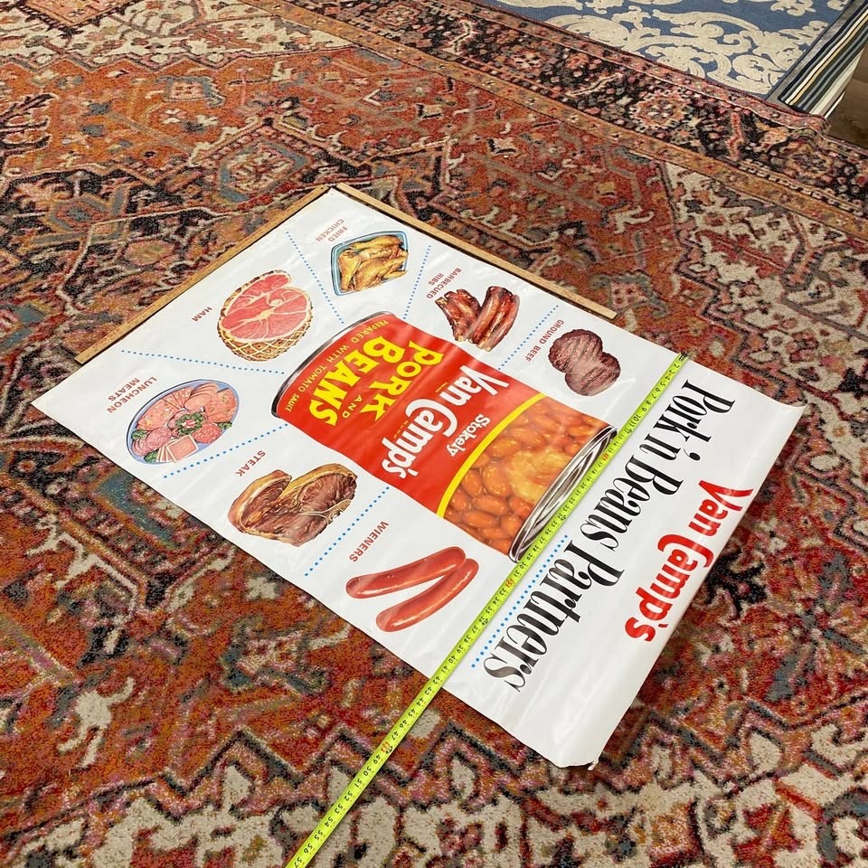 Vintage Grocery Store Advertising Display 58×42 Poster Van Camp’s Pork and Beans