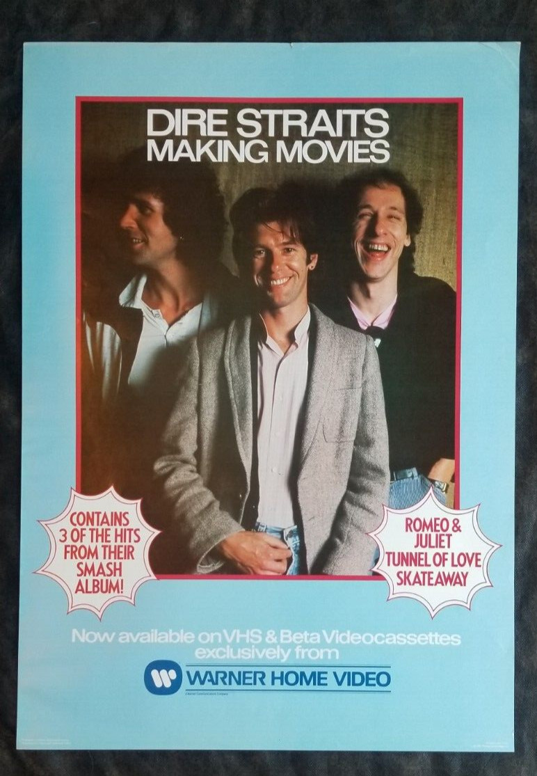 Vintage 1981 Dire Straits “Making Movies” Home Video Promotional Poster