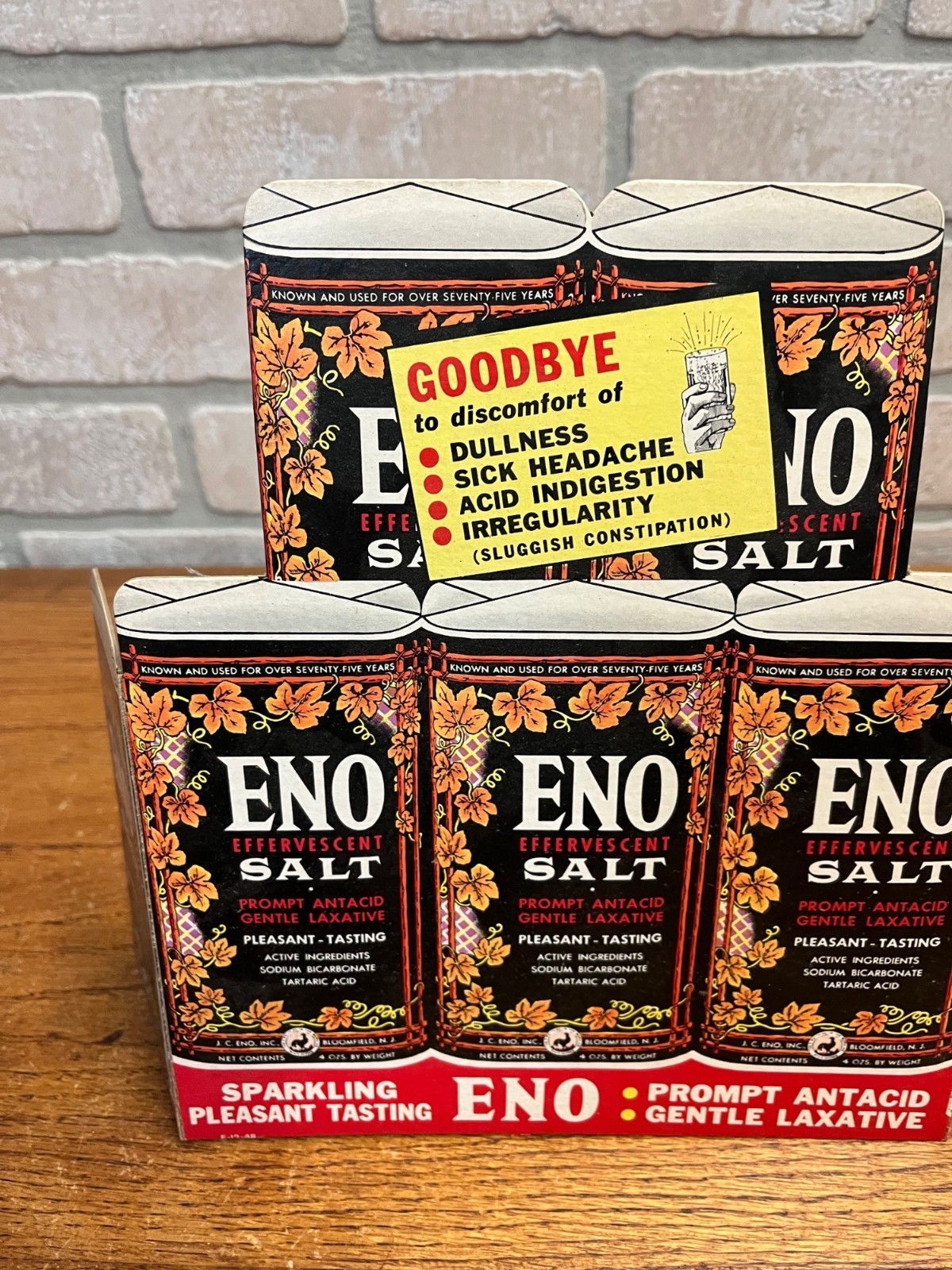Vintage 1940s Eno Effervescent Salt Cardboard Advertising Store Display Sign