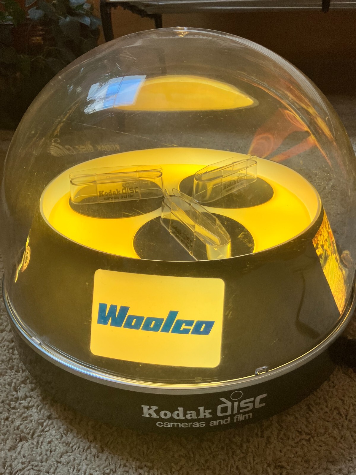 Early 1980s domed Kodak Disc Camera display – Woolco – lights up & rotates