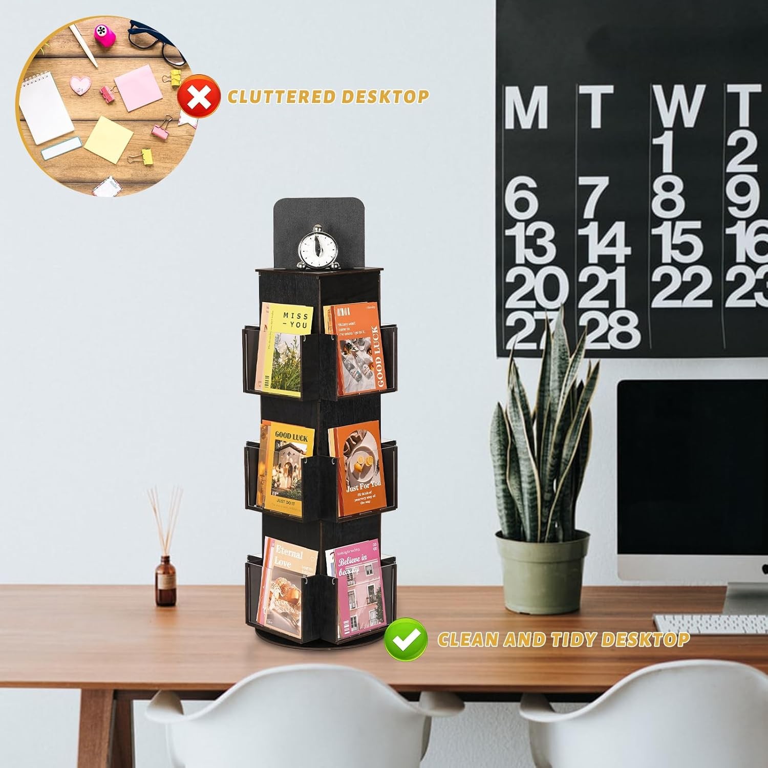 3 Tier Wooden Card Display Stand Ebony Tabletop