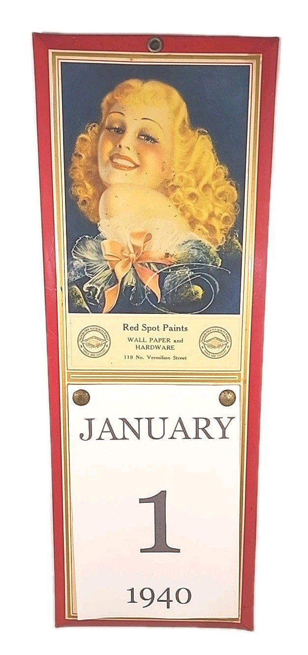 vintage 1940 Shapleigh Diamond Edge advertising store display Calendar Nice