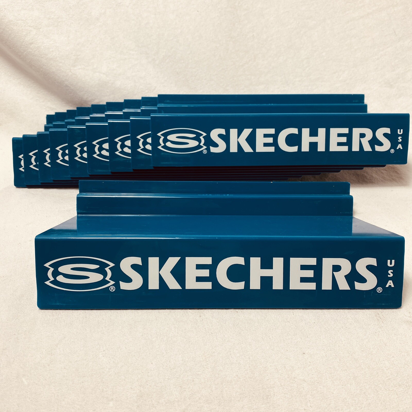 Lot Of 10 Skechers USA Shoe Wall ￼Slot Store Display Shelves 10”x4” Blue Shelf