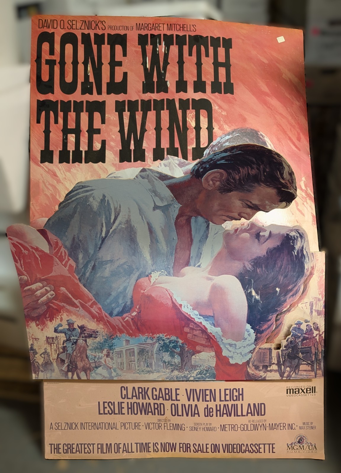 Gone With The Wind 1985 MGM/UA 58″ Video Store VHS Release Standee/POP Display