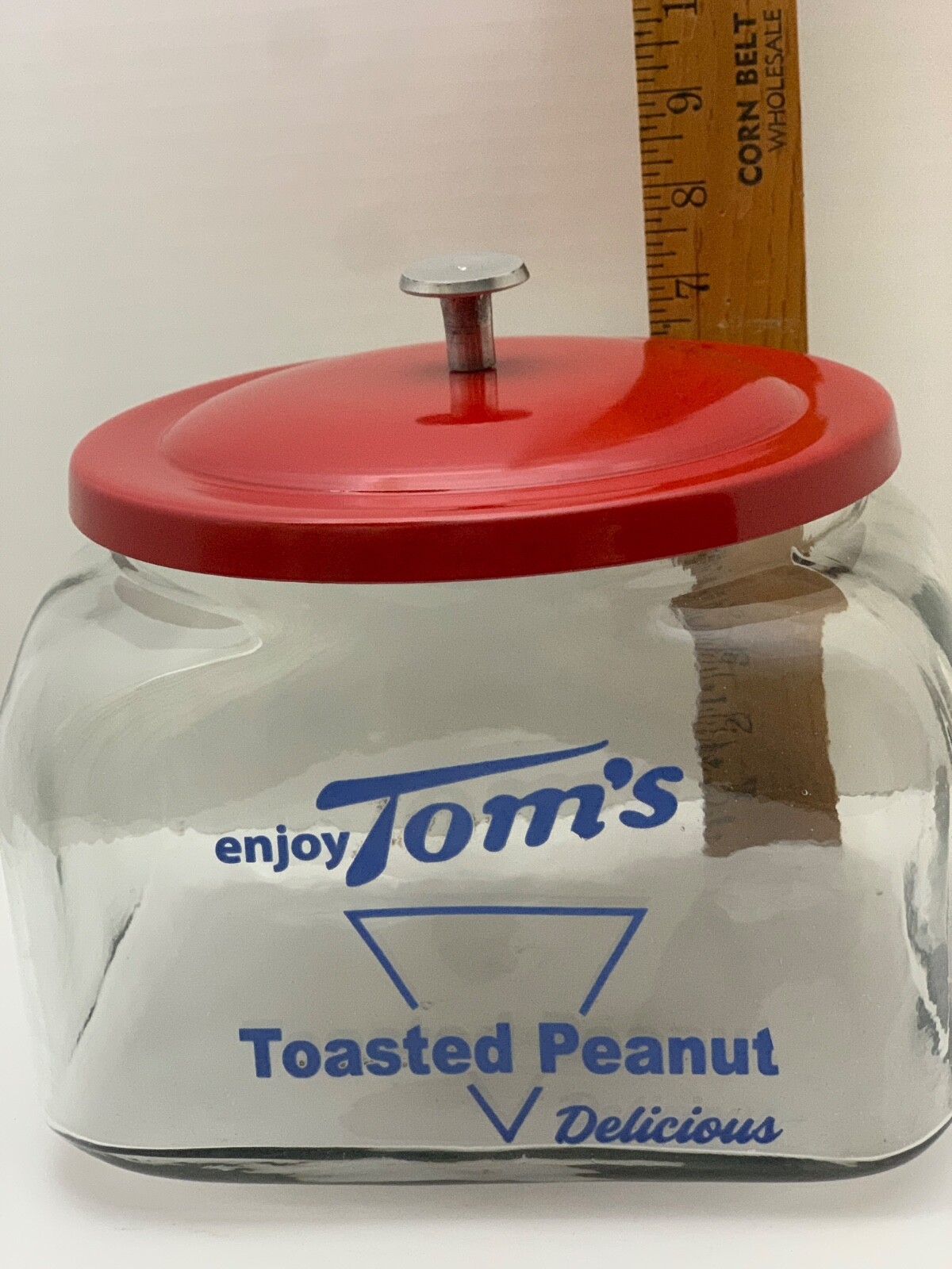 Tom’s Counter Jar Blue Print with Lid Country Store Display Cookie Jar Kitchen