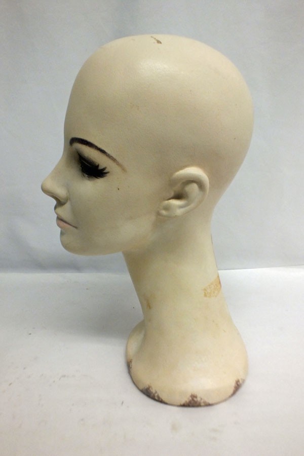 Vintage 1970s Hat Wig Stand Head Store DIsplay Long Neck Ceramic Mannequin