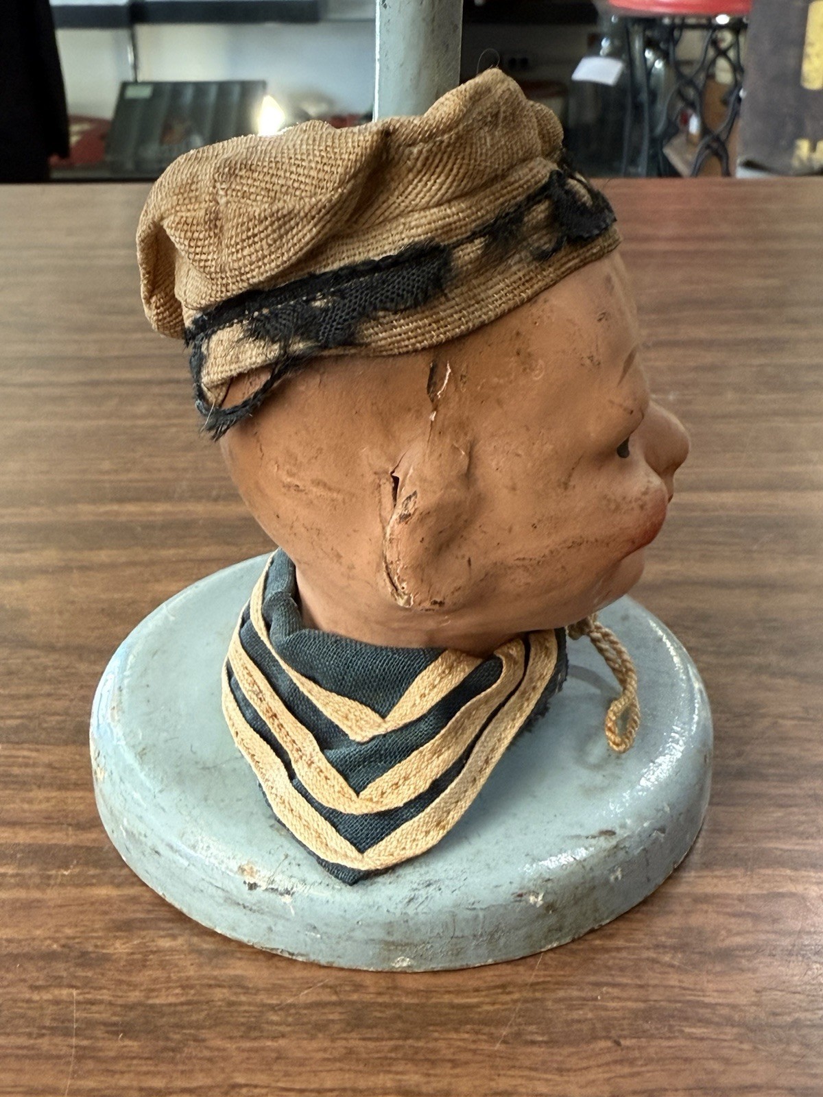 Vintage WWII Navy Sailor Paper Mache Hat Stand ~ Old Country Store Display