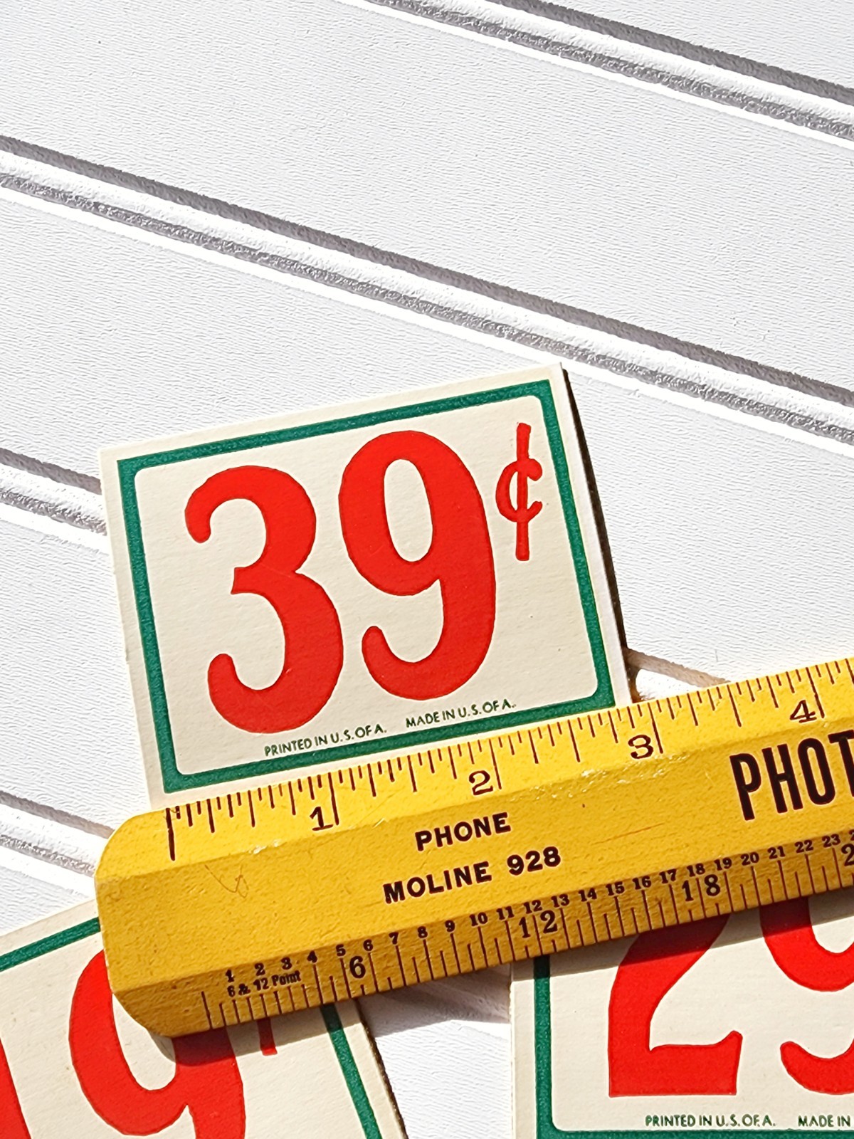 Set of 10 Vintage Country Store Red & Green Price Tags 1930s Made Printed In USA