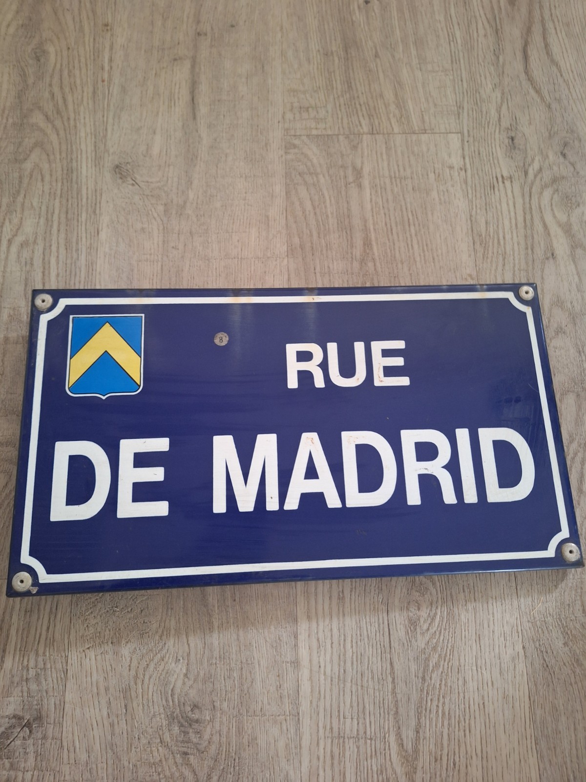 enamelled street plaque “Rue de Madrid” collection advertising objects