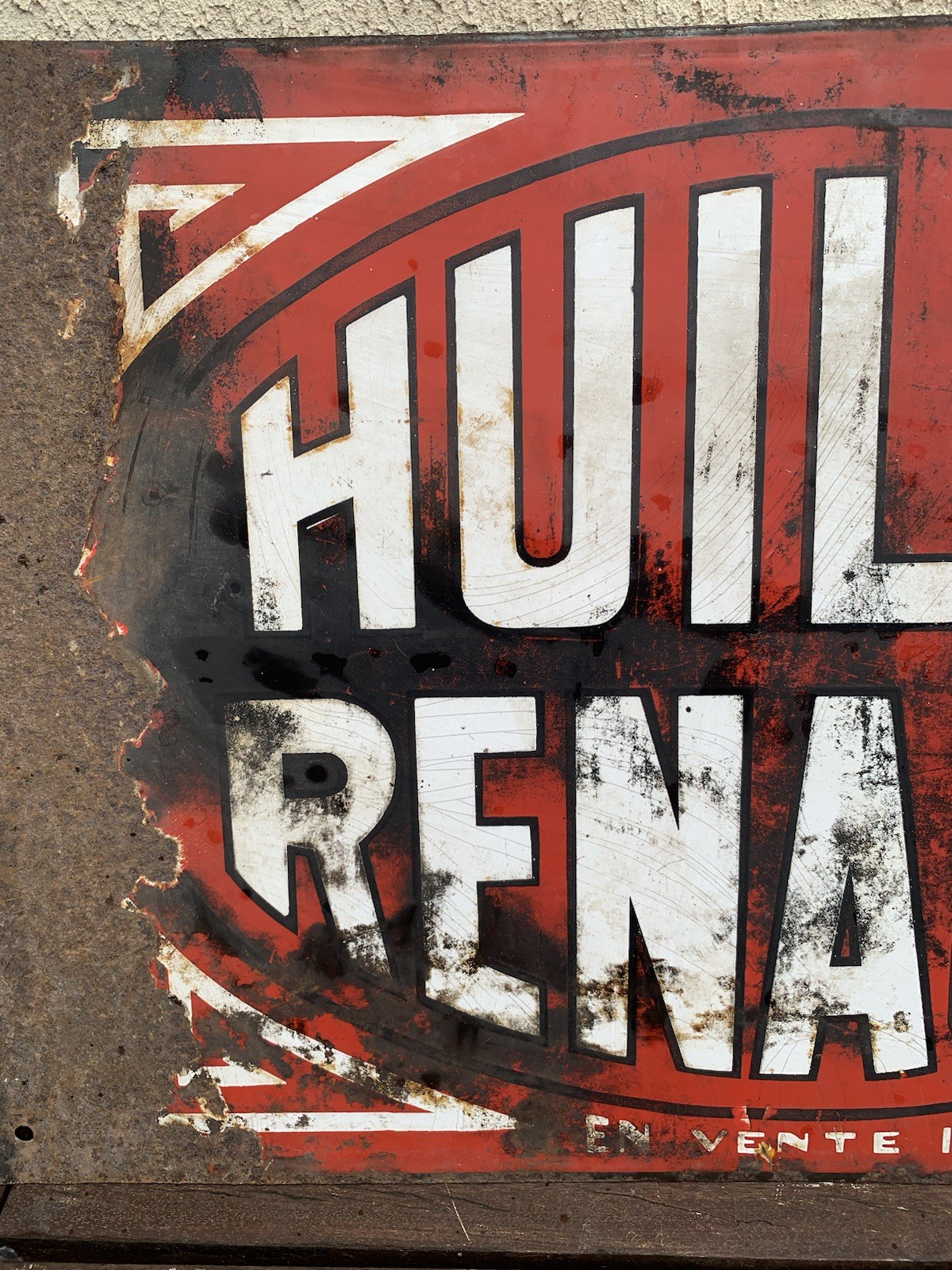 ANTIQUE RENAULT DOUBLE SIDED OIL ENAMEL PLATE