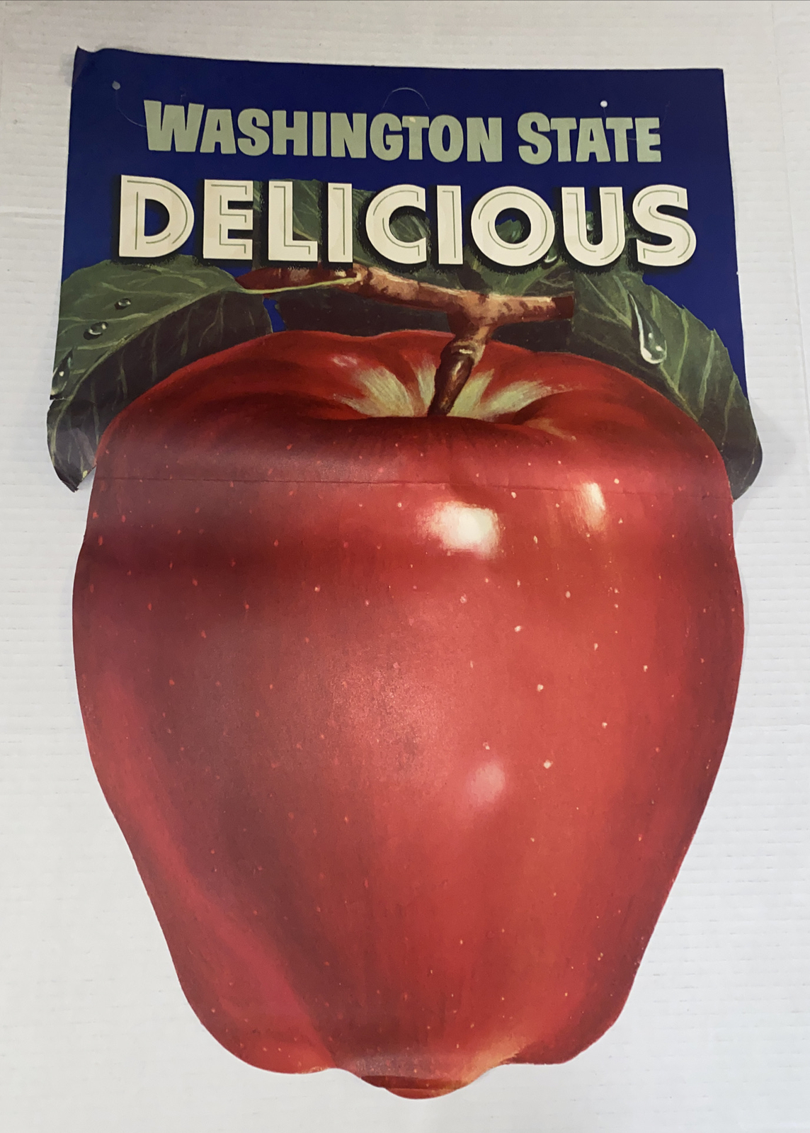 Vintage NOS Washington State Red Apple Promo Poster Grocery Display Ad MCM Prop
