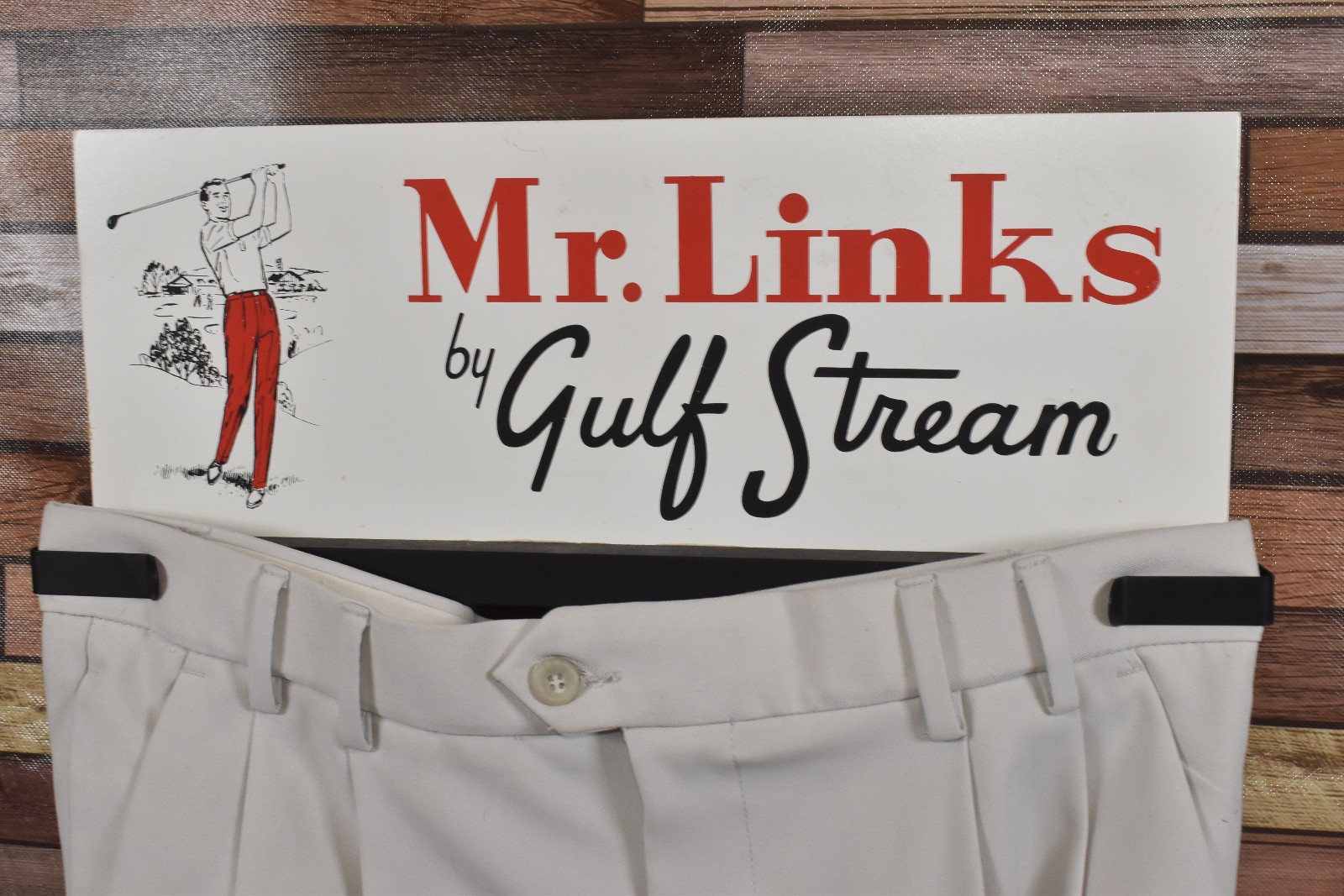 Vintage Mr Links Gulf Stream Golf Slacks Counter Advertising Display Sign Stand