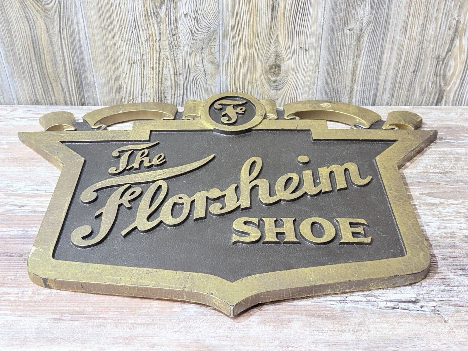 HTF Florsheim Shoe Vintage Advertising Early Composite Hanging Sign 28” x 20”