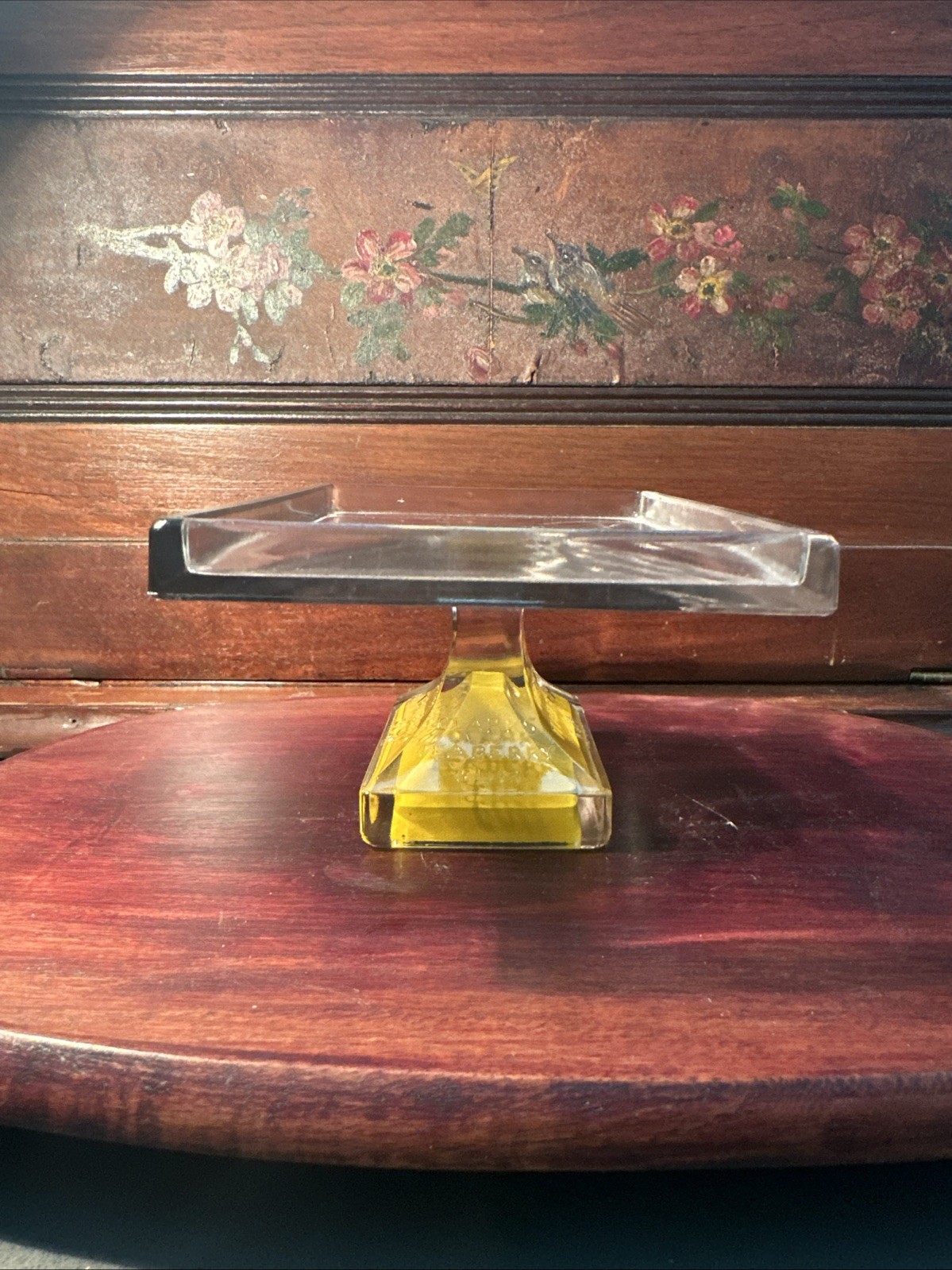 VTG Clark’s Teaberry Gum Glass Pedestal Display- Vaseline Glows w/ Black Light