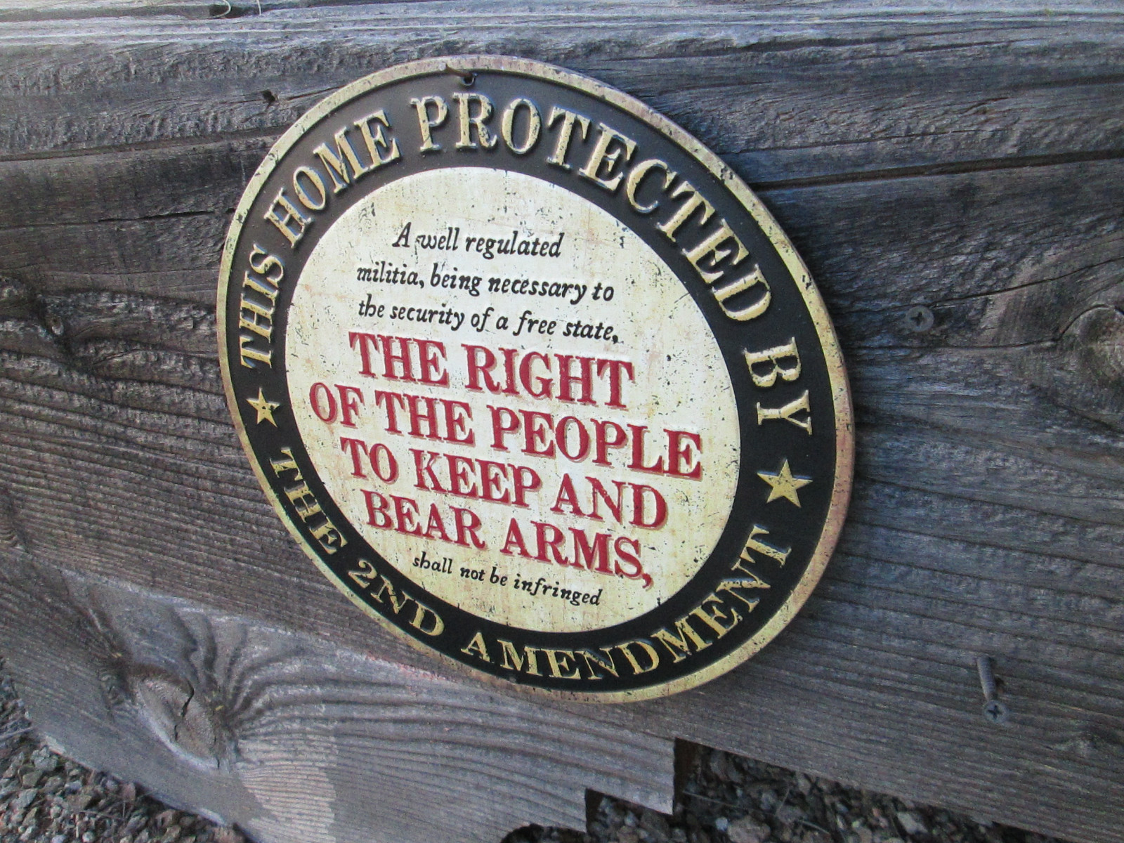 NRA 2ND AMENDMENT THIS HOME PROTECTED EMBOSSED RAISED METAL SIGN Remington Gun