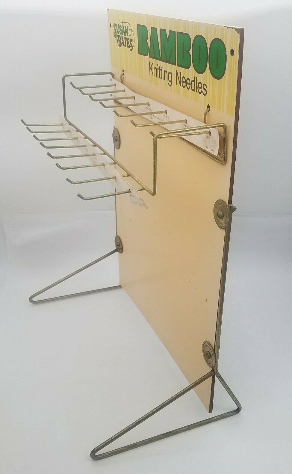 Vintage Susan Bates Bamboo Knitting Needle Metal Counter Top Store Display