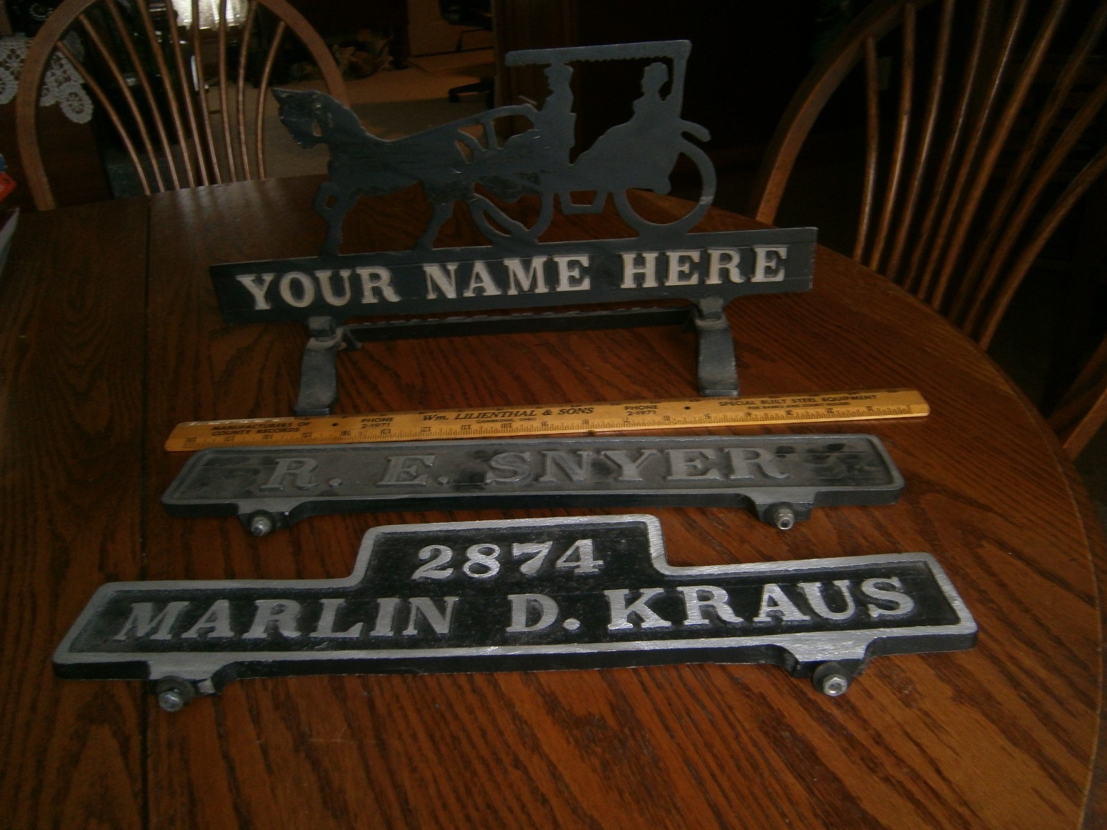 VINTAGE SILHOUETTER RURAL MAIL BOX HORSE BUGGY SALESMAN SAMPLE METAL DESIGNS