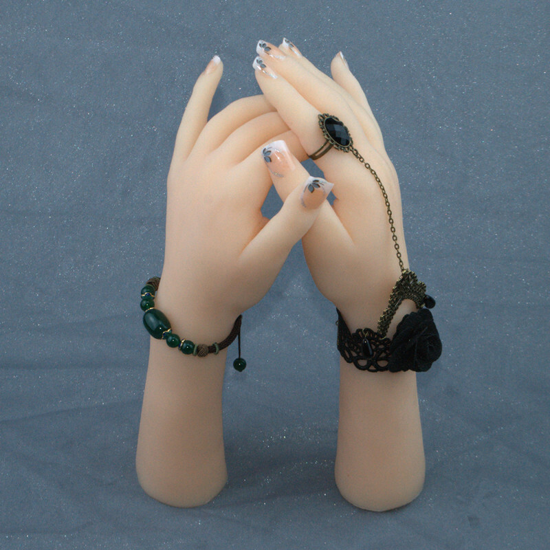 1 Pair Silicone Lifelike Mannequin Hand for Glove Bracelet Rings Jewerly display
