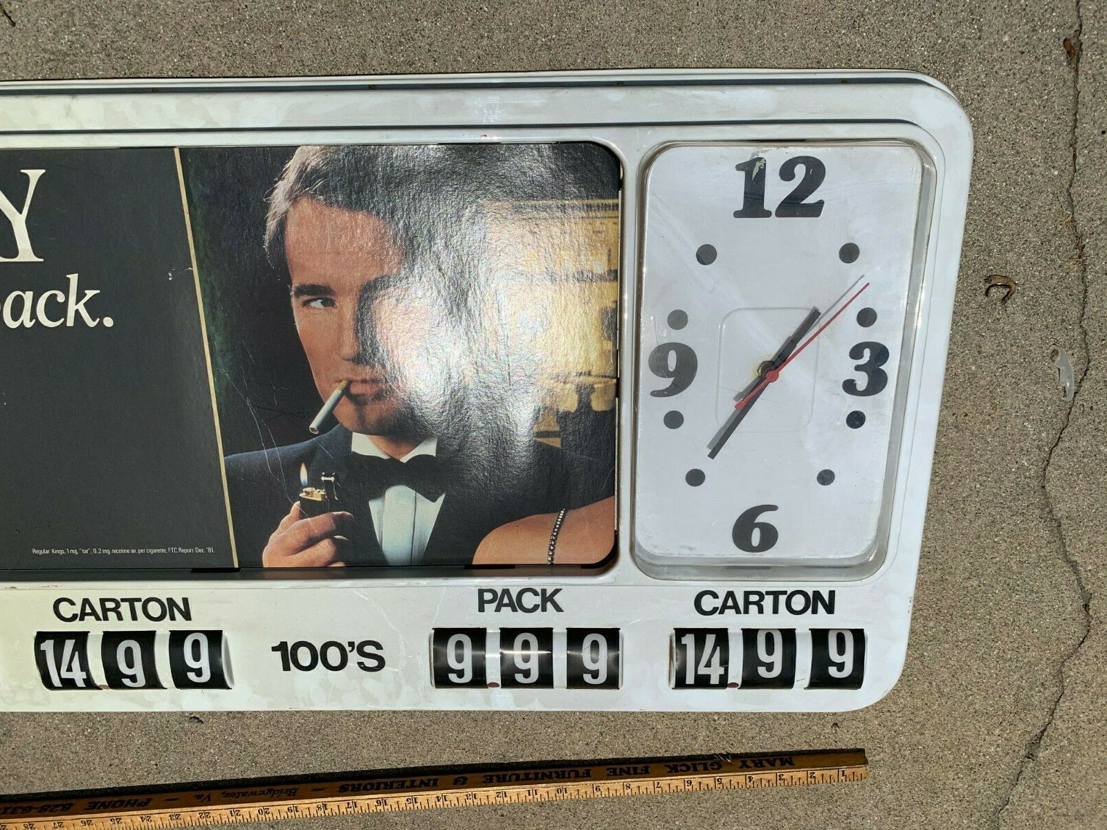 VTG Barclay Cigarette The Pleasure Is Back Clock Sign Store Display Rare 19×42″