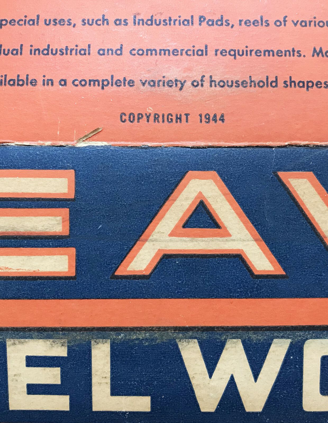 Vintage 1944 Beaver Steel Wool Packaging Graphics, Scrap. Suitable for framing.