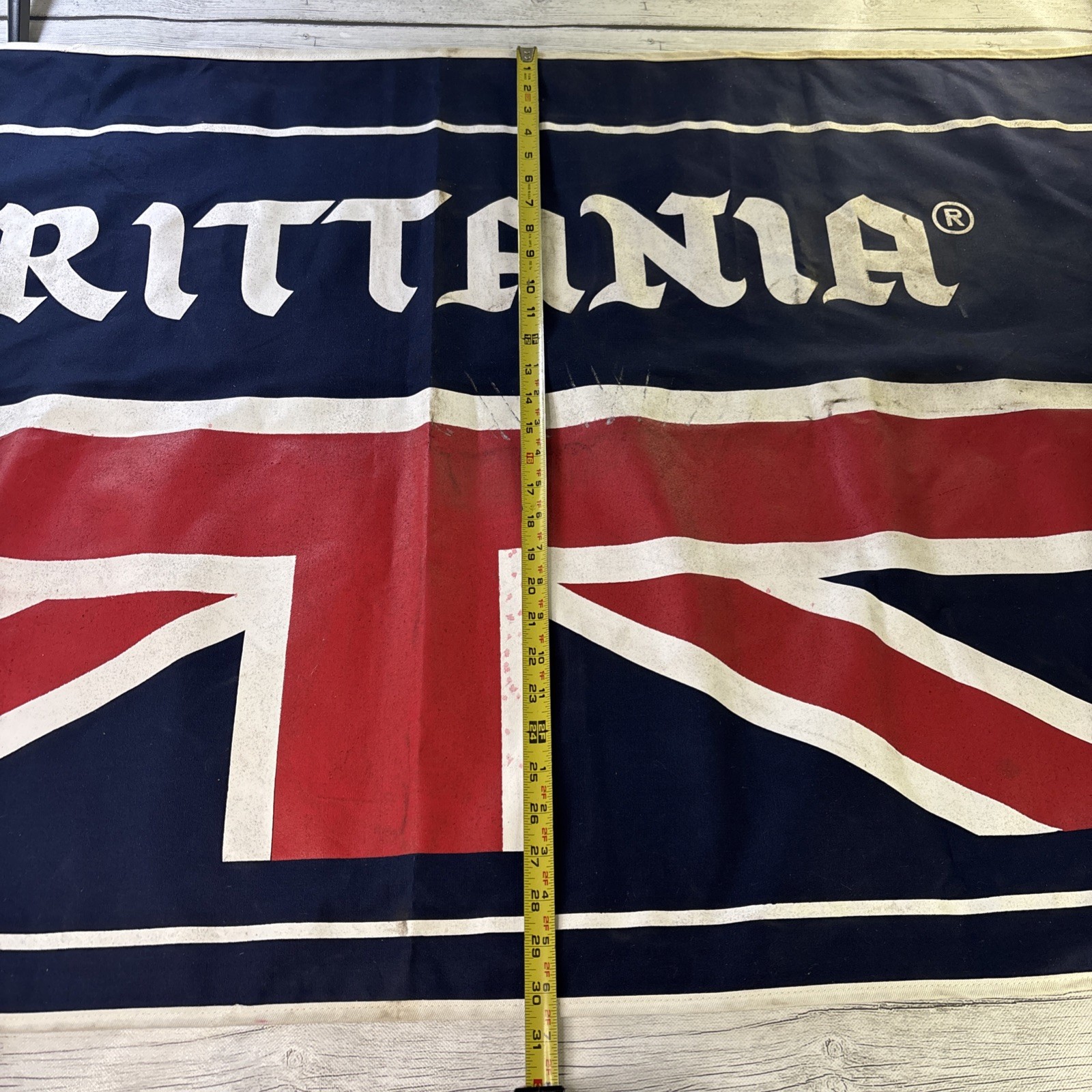 Vintage 1970s Brittania Sportswear Union Jack 2 Sided Promo Display Banner 50×30
